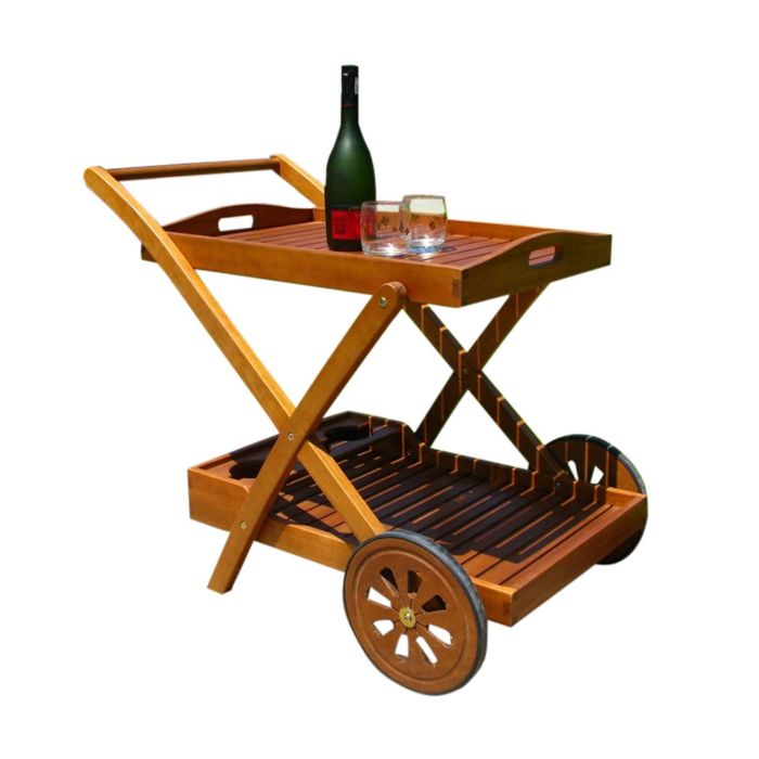 Desserte à roulette en bois d'acacia massif 89x56x76h cmmod. Trolley Bar main product photo