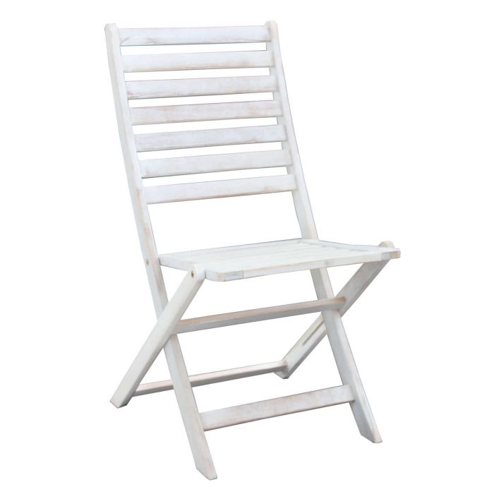 Chaise de Jardin pliante Blanche en bois d'acacia massif 46x57x91h cm mod. Serena main product photo