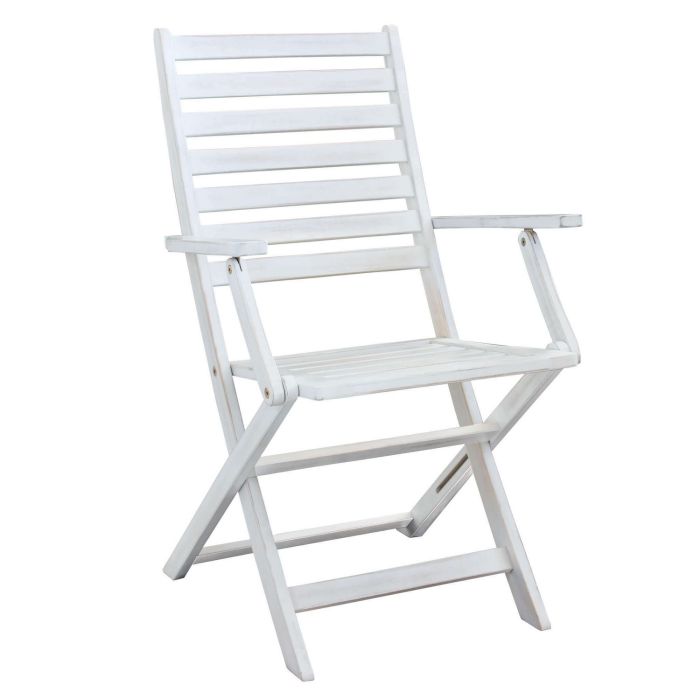 Chaise de Jardin pliante Blanche en bois d'acacia massif 55x57x91h cm avec accoudoirs mod. Serena main product photo