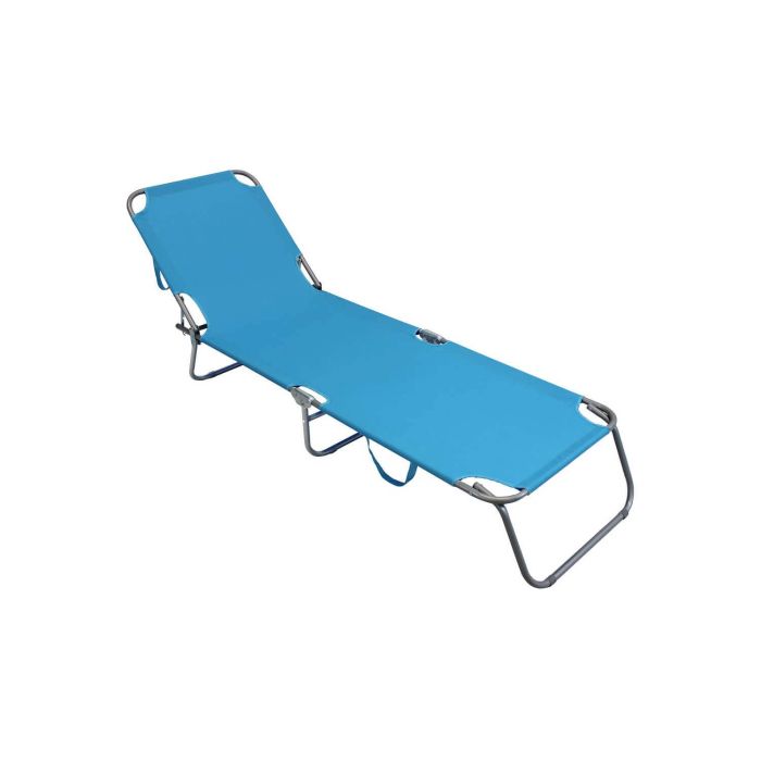 Chaise Longue pliante Bleu clair de Jardin avec dossier en métal verni et tissu mod. Rimini main product photo
