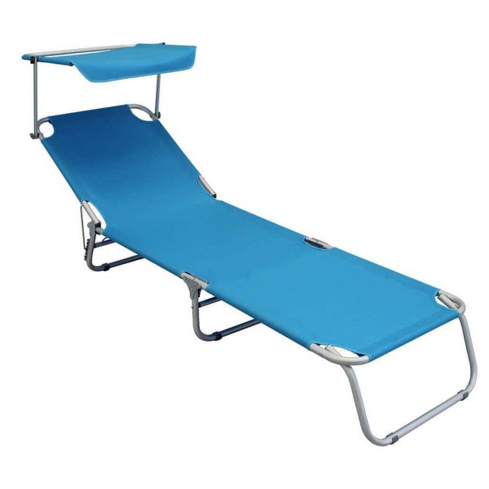Chaise Longue pliante Bleu Clair en Aluminium avec pare-soleil mod. Alessia main product photo