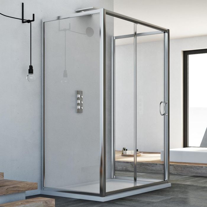 Cabine douche 90x120x90 CM H185 trasparent modèle Replay Trio avec 1 portillon main product photo