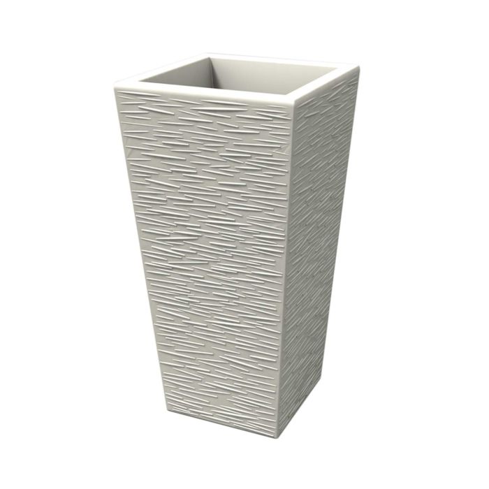 Pot de fleurs moderne en résine rectangulaire H 90 Blanc finition rustique mod. Egizio lisse main product photo