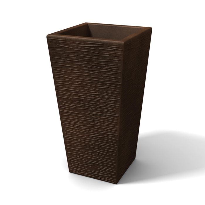 Pot de fleurs moderne en résine rectangulaire H 65 Bronze finition rustique mod. Egizio lisse main product photo