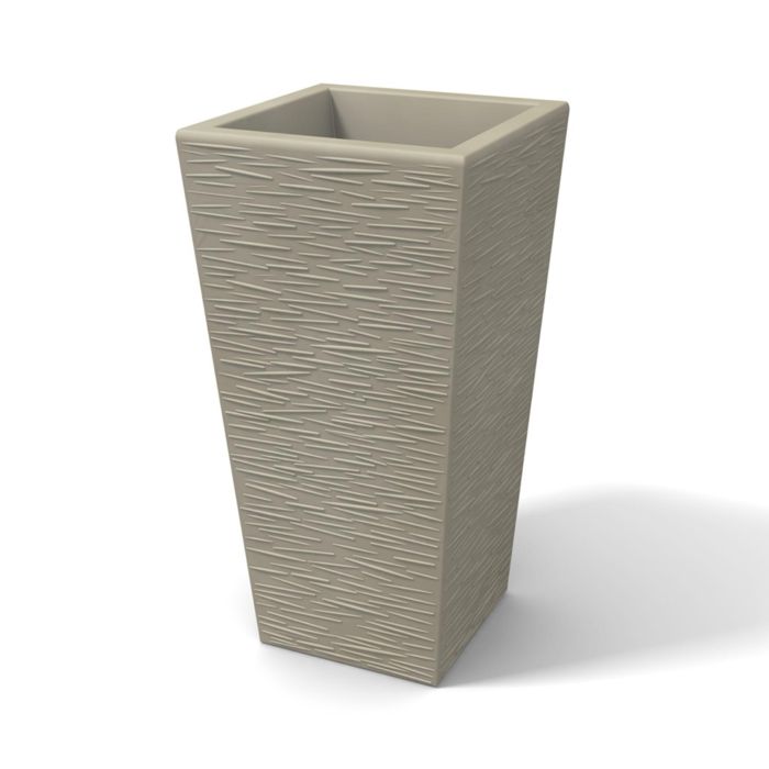Pot de fleurs moderne en résine rectangulaire H 90 Tortourelle finition rustique mod. Egizio lisse main product photo