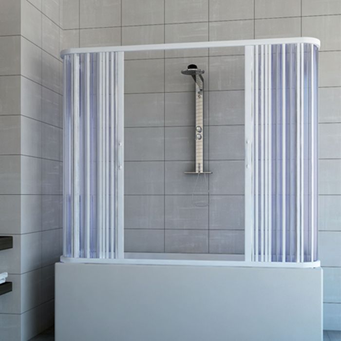 Pare baignoire douche 3 côtés en Plastique PVC mod. Nicla 70x140 cm avec ouverture centrale main product photo