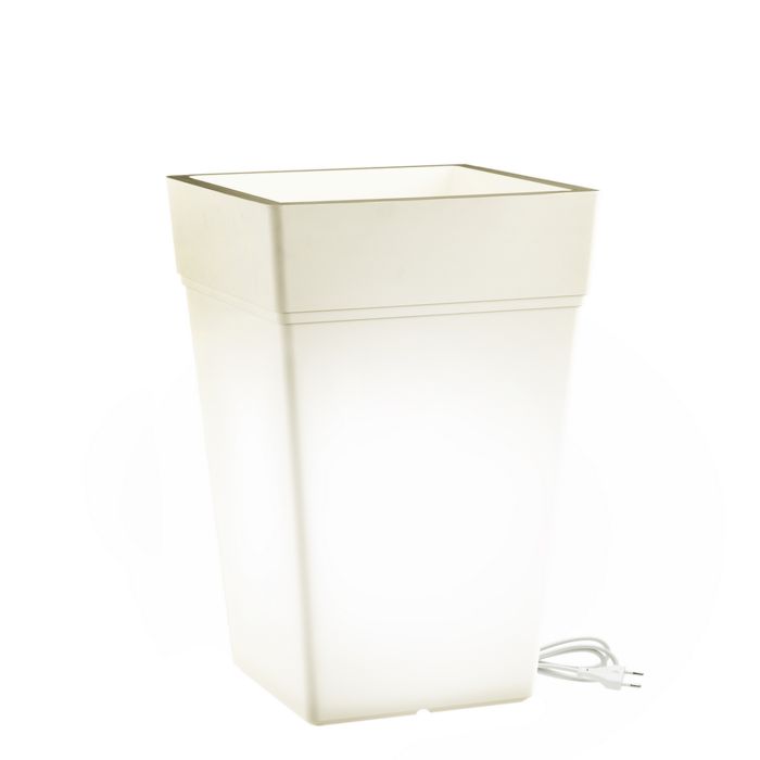 Pot de Fleurs lumineux Carré Led lumière Blanche 38x38 CM h 65 ou 80 mod. Stalk Led main product photo