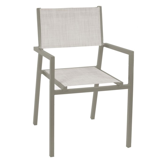 Chaise de jardin avec accoudoirs Taupe 55x56 cm h 86 cm en Aluminium et textilène mod. Cleveland main product photo
