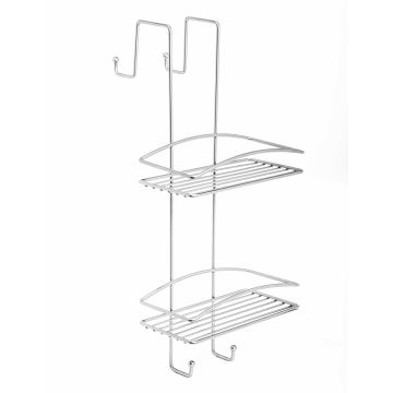 Étagère de douche 2 niveaux Spider à suspendre Satiné en Acier avec revêtement époxy et matière thermoplastique Mod. Shower Lock