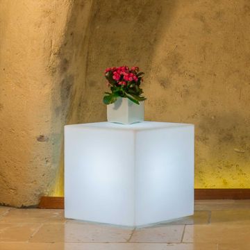Lampe Cube en résine Carré H40 Lampe Blanche 40x40Cm
