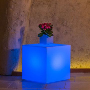 Lampe Cube en résine Carré H40 Lampe Bleue 40x40Cm
