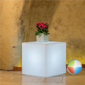 Lampe Cube en résine Carré H40 Led Multicolor 40x40Cm