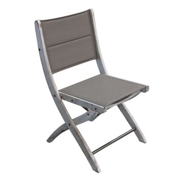 Chaise de Jardin pliante en bois massif et tissu gris 50x55x86h cm mod. Alexa