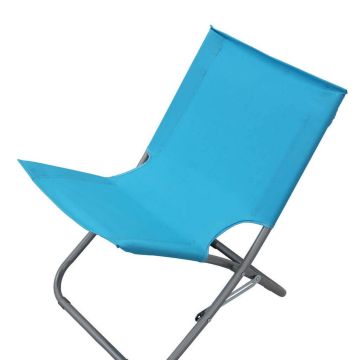Transat de plage pliant Bleu en acier ø 19 mm