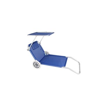 Chaise Longue pliante portable Bleu en métal