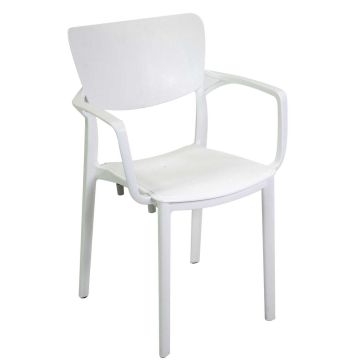 Chaise de jardin avec accoudoirs Blanc 54x53 cm h 84 cm en Polyéthylène mod. Dalma