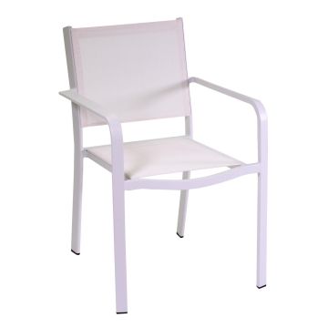 Chaise de jardin avec accoudoirs Blanc 55x61 cm h 84 cm en Aluminium et textilène mod. El Paso
