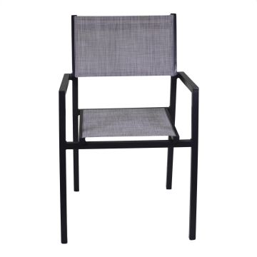 Chaise de jardin avec accoudoirs Anthracite 55x56 cm h 86 cm en Aluminium et textilène mod. Cleveland