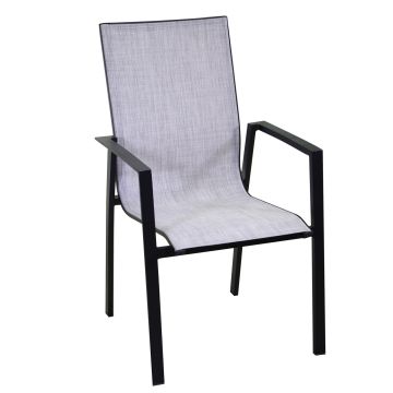 Chaise de jardin avec accoudoirs empilable Anthracite 57x65 cm h 93 cm en Aluminium et textilène mod. Cleveland