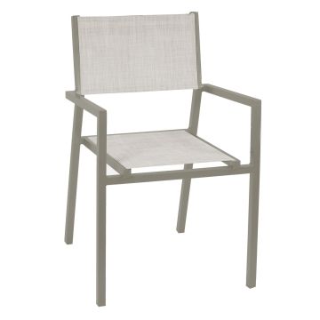 Chaise de jardin avec accoudoirs Taupe 55x56 cm h 86 cm en Aluminium et textilène mod. Cleveland