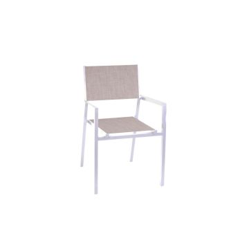 Chaise de jardin empilable avec accoudoirs Blanc 55x56 cm h 86 cm en Aluminium mod. Cleveland
