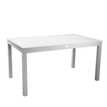 Table de jardin extensible Blanc 150/210x90 cm h 73 cm en Aluminium mod. Sullivan