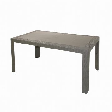 Table de jardin Taupe 140x80 cm h 72 cm en Polyéthylène mod. Urano