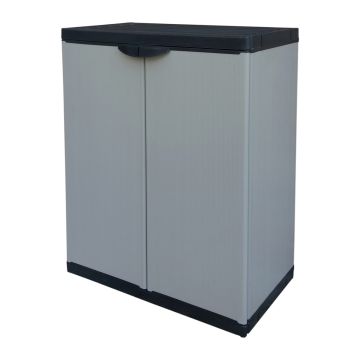 Armoire de rangement bas en pvc avec une étagère pour extérieur intérieur 68x39,5x85 cm