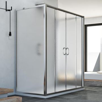 Cabine douche à trois côtés 70x120x70 CM H185 granité C modèle Replay Trio avec 2 portillons