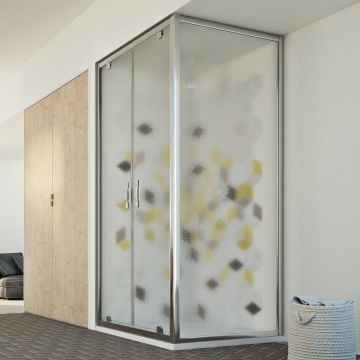 Cabine douche 70x90 Ouv. 90 CM 198 Opaque mod. Cristal Duo 2 Portes