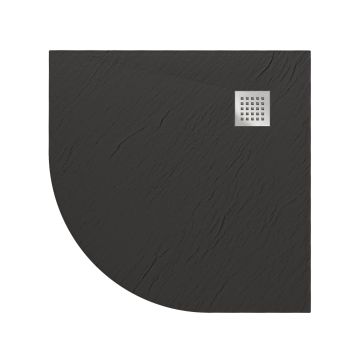 Bac à douche 90x90x2,6 CM Demi-Circulaire Anthracite Effet Pierre mod. Blend