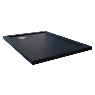 Receveur de douche 80x90x4cm rectangle acrylique avec bordures anthracite effet pierre mod. Flower