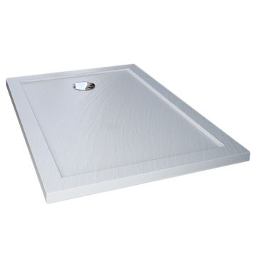 Receveur de douche 80x170x4cm rectangle acrylique avec bordures blanc effet pierre mod. Flower