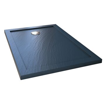 Receveur de douche 80x140x4cm rectangle acrylique avec bordures anthracite effet pierre mod. Flower