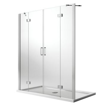 Porte de douche 140CM H190 Verre Transparent avec Easy-Clean mod. Flip Porte + Porte