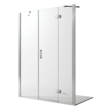 Cabine de douche 90CM H190 Verre Transparent avec Easy-Clean mod. Flip Porte + Fixe