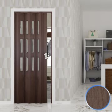 Porte pliante accordèon verre opaque pvc chêne tourterelle 88,5x214cm luciana