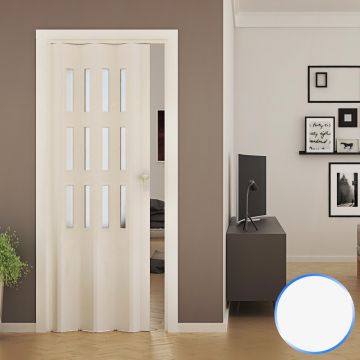 Porte pliante accordèon blanc en pvc verre opaque 88,5x214cm mod. Luciana