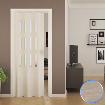Porte pliante accordèon cèdre verre opaque en pvcc 88,5x214cm mod. Luciana