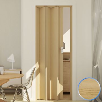 Porte pliante reductible accordèon hêtre bois en pvc coulissante 83x214 mod maya