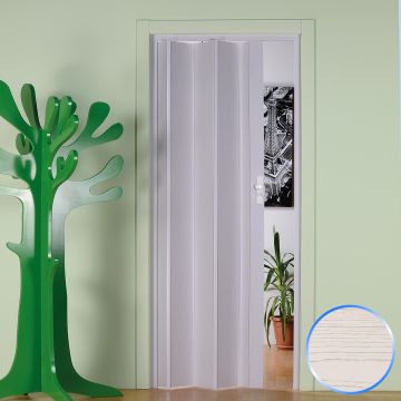 Porte pliante pin blanchi en pvc accordèon coulissante cendre blanc 83x214 maya