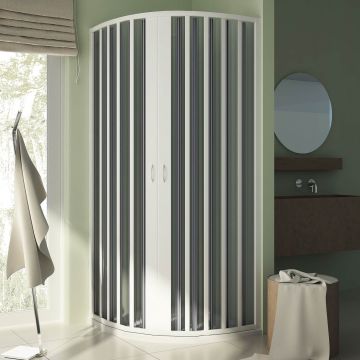 Cabine douche demi-circulaire 75x75 CM Rayons 38 H185 en Plastique pvc modèle Sharp ouverture centrale