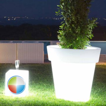 Pot de Fleurs Begonia en résine Rond H95 Led Multicolor Ø 110Cm