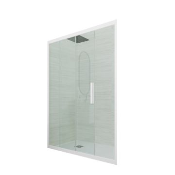 Porte parois de douche 1 portillon coulissant H 200 en PVC Blanc Matt Verre Transparent mod. Deco