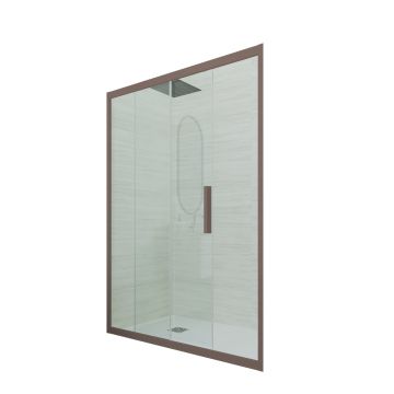 Porte parois de douche coulissante H 200 en PVC Chocolat Verre Transparent mod. Deco