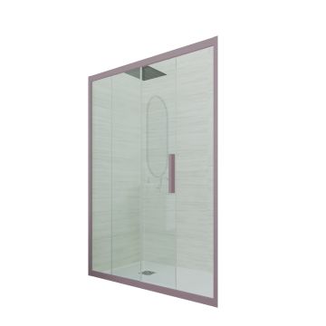 Porte parois de douche coulissante H 200 en PVC Lavande Verre Transparent mod. Deco