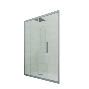 Porte parois de douche 1 portillon coulissant H 200 en PVC Argent Verre Transparent mod. Deco