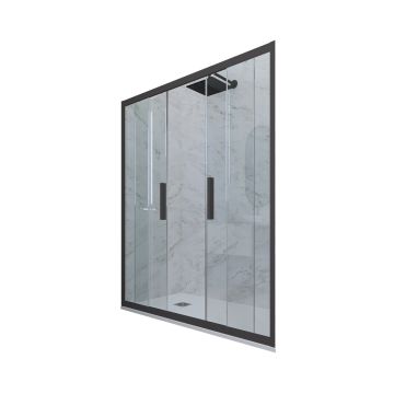 Porte parois de douche coulissante H 200 en PVC Anthracite Verre Transparent mod. Glam