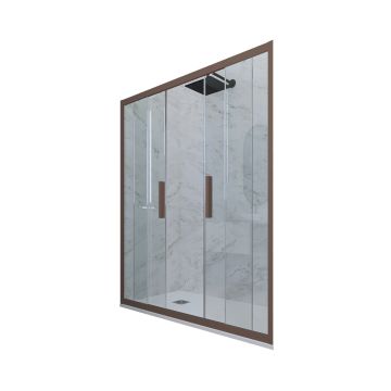 Porte parois de douche coulissante H 200 en PVC Chocolat Verre Transparent mod. Glam