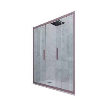 Porte parois de douche coulissante H 200 en PVC Lavande Verre Transparent mod. Glam